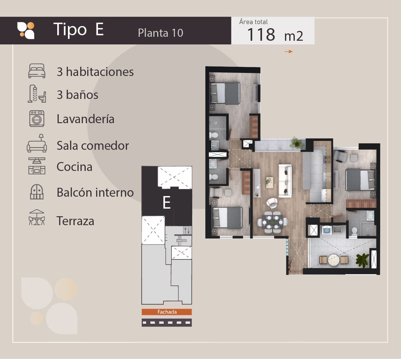 Tipo E terraza - Imagen 1